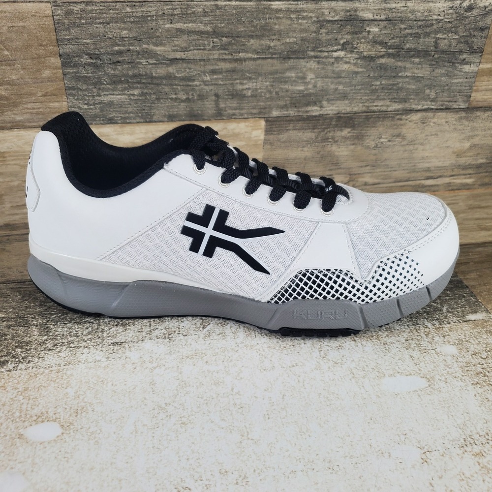 Kuru Quantum Mens Shoes Sz 8.5 Wide Bright White Fossil Gray Jet Black Sneakers